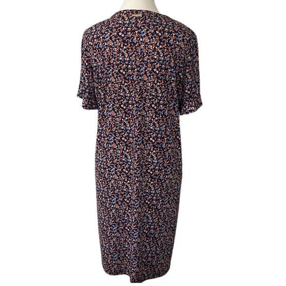 Michael Kors Ditsy Floral Patterned Dress Short Ruffle Sleeve Knee Length Size L - Picture 2 of 10